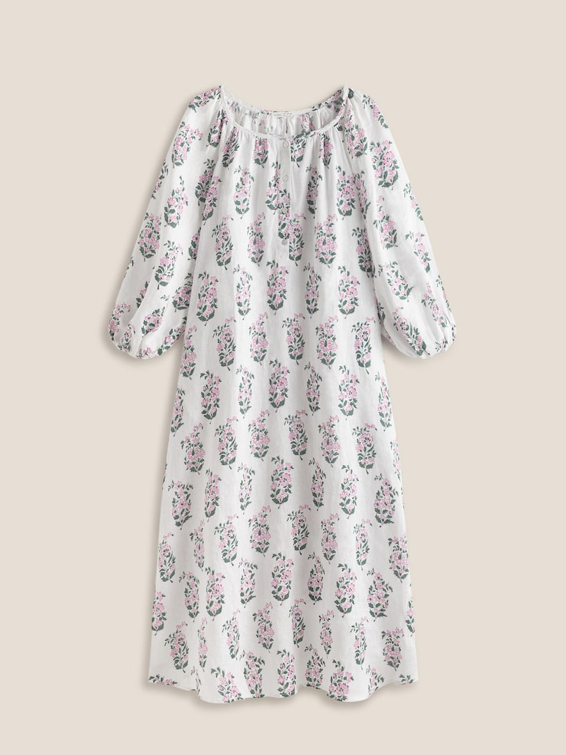 Floral print nightdress-YiYi-HW102230