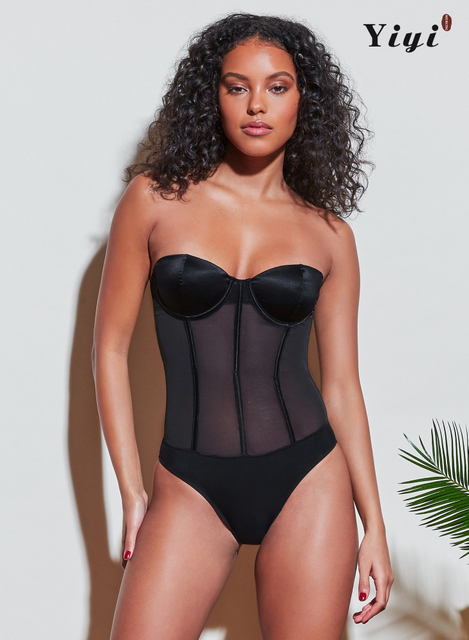 Front Closing V-neck Babydoll Lace Mesh Sexy Lingerie-YiYi-UW20210370