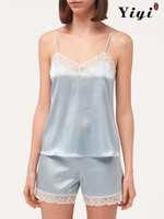 White Lace Light Blue Women's Sleepwear-YiYi-SW2021028