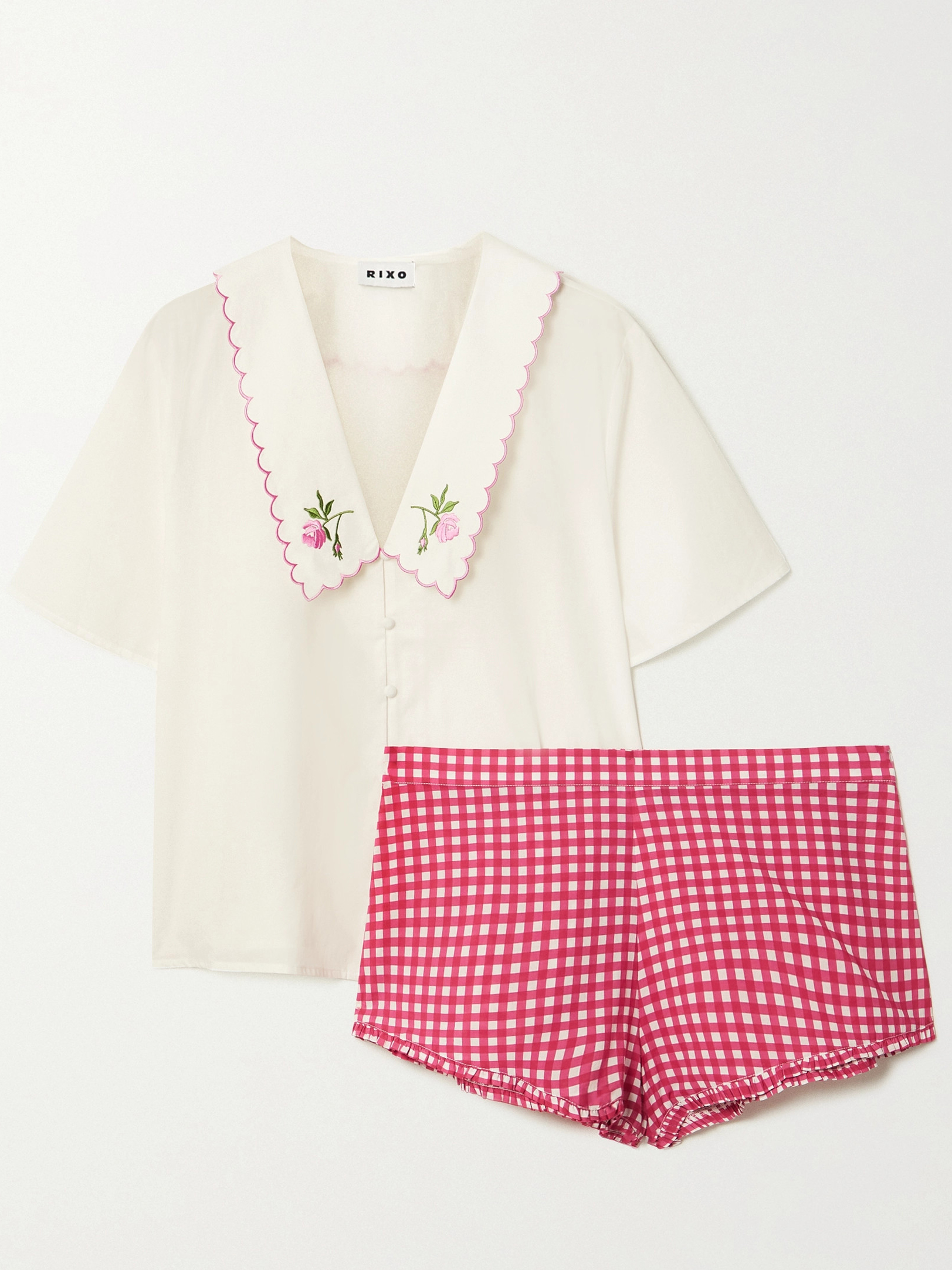 White And Pink Matching Pajamas-YiYi-HW102243