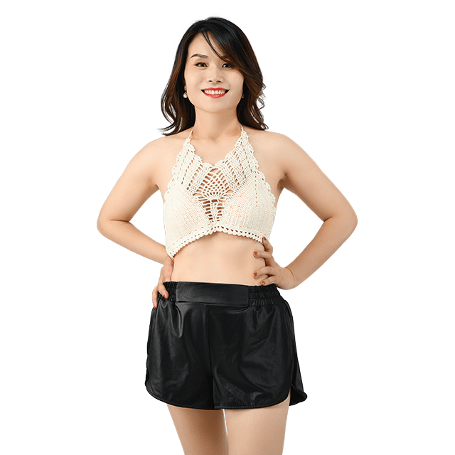 Two-piece swimsuit - woven top + lederhosen-YiYiSW10911