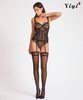 Hollow Fun Three-piece Sling Mesh Corset-YiYi-UW20210375