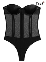 Front Closing V-neck Babydoll Lace Mesh Sexy Lingerie-YiYi-UW20210370