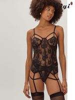 Black pattern girly sexy lingerie-YiYi-UW20210350