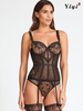 Hollow Fun Three-piece Sling Mesh Corset-YiYi-UW20210375