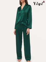 Dark green long-sleeved suit sleepwear-YiYi-SW2021014