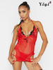 Mesh Red Ladies Sexy Lingerie-YiYi-UW20210342