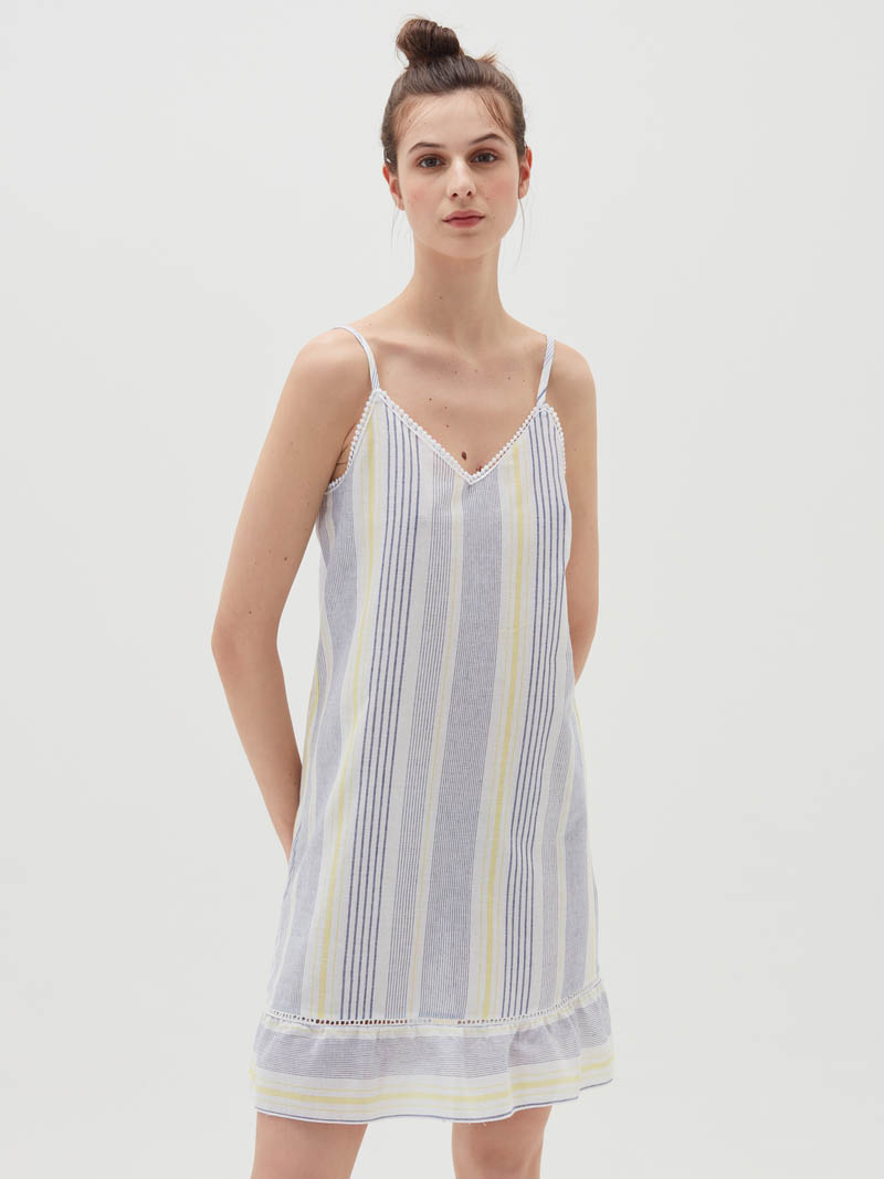 Fresh Small Stripe Set Nightdress-YiYi-HW102212