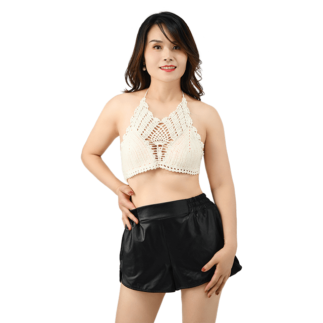 Two-piece swimsuit - woven top + lederhosen-YiYiSW10911