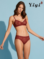 Burgundy Trendy Lace Open Underwear -YiYi-UW2021018