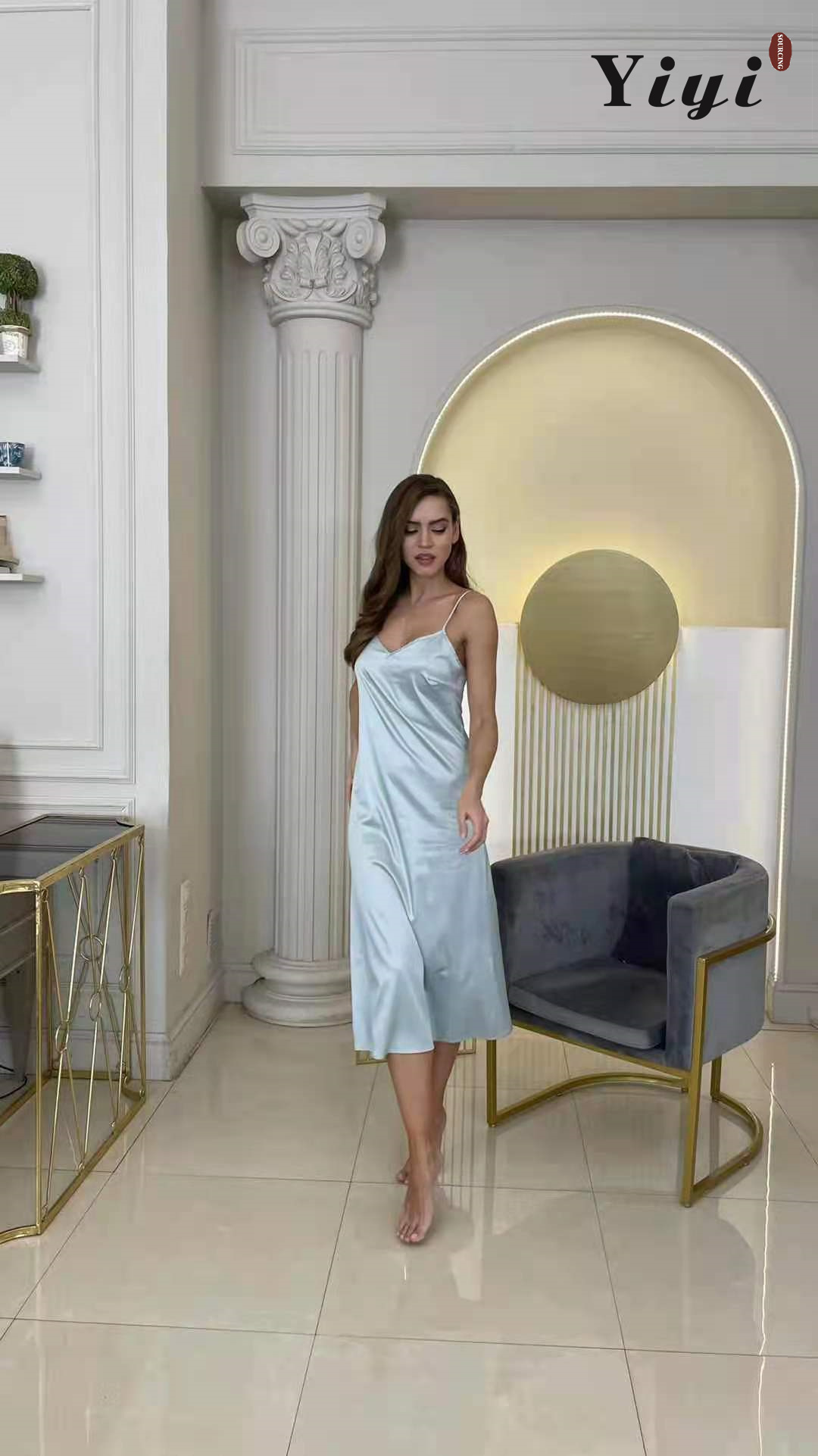 Silver Comfortable Skirt Style Women's Sleepwear-YiYi-SW2021005