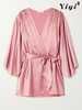 Rose Pink Sexy Women's Skirt Sleepwear-YiYi-SW2021015
