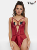 Burgundy silky sexy lingerie-YiYi-UW20210346