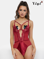 Burgundy silky sexy lingerie-YiYi-UW20210346