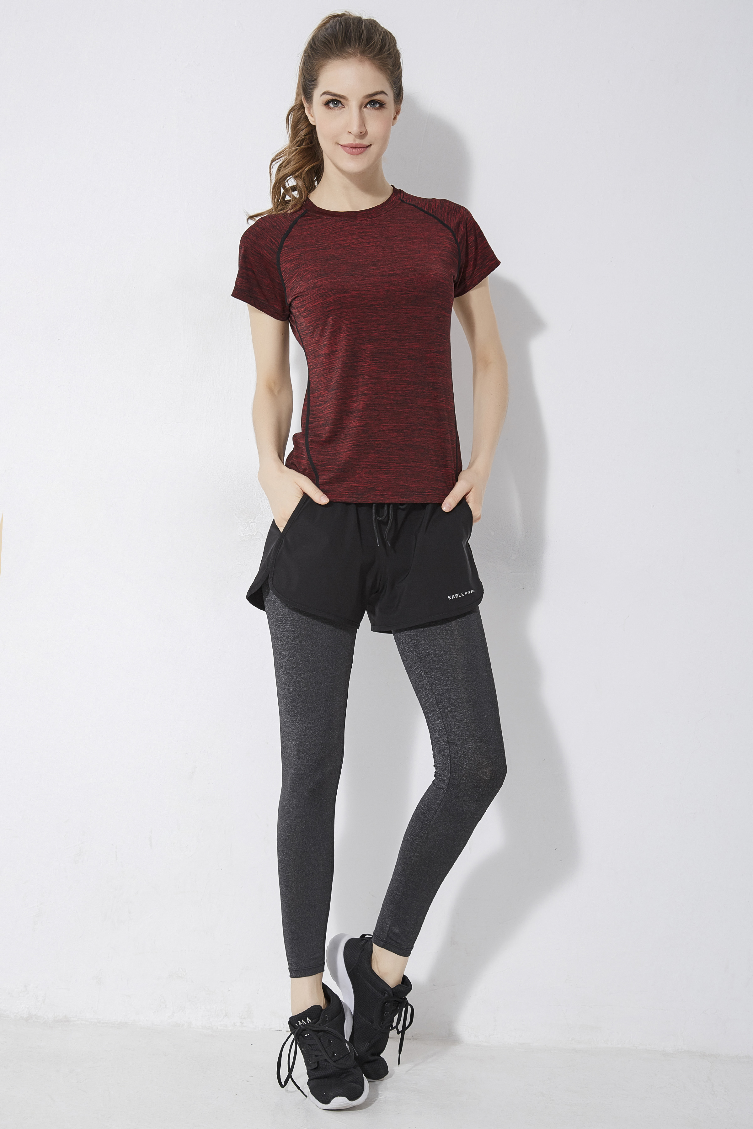 Men's And Women's Sport Suit Three Pieces Short Sleeved Shorts And Spanx-SBS92816