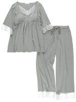 Grey Short Shirt Trousers Two Piece Pyjamas-YiYi-HW102245