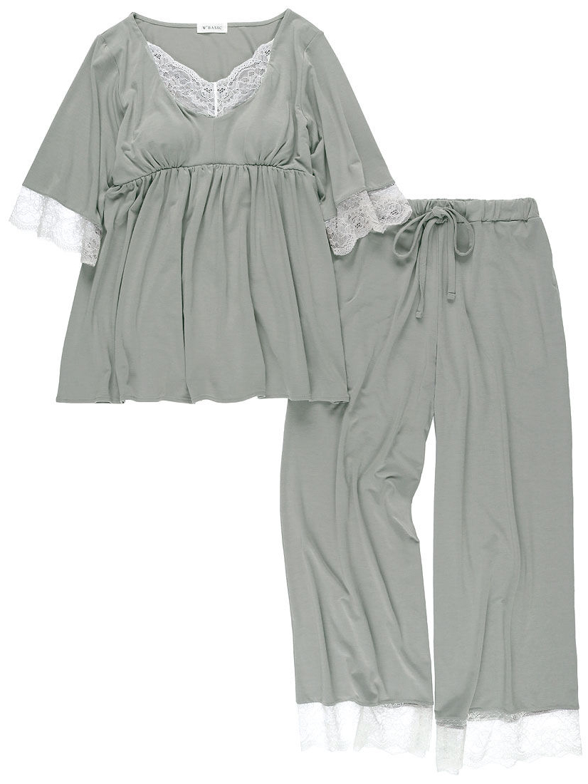 Grey Short Shirt Trousers Two Piece Pyjamas-YiYi-HW102245