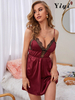 Hot Red Sexy Deep V-neck Women's Sleepwear-YiYi-SW2021023