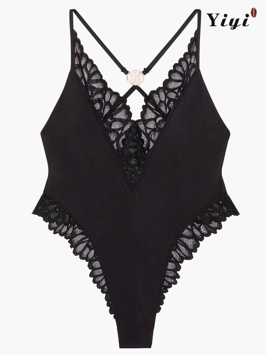Sexy Hollow Floral Teddy Ultra-thin Breathable Ladies Corset-YiYi-UW20210363